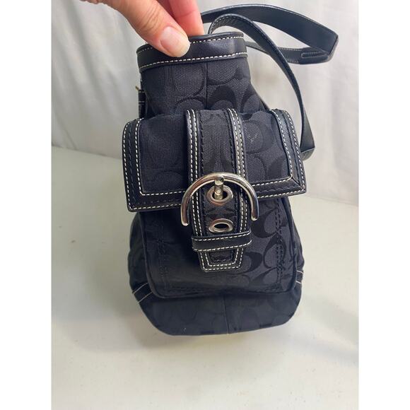 Vintage Coach Signature Carryall Shoulder Tote Bag Black Canvas Tote Large - Picture 6 of 16